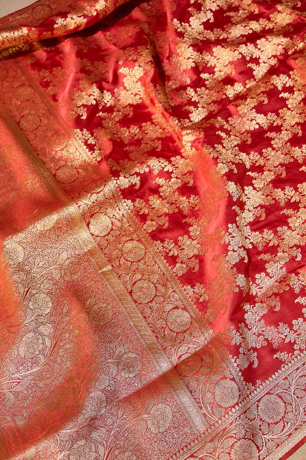 Orange Woven Viscose Saree image number null