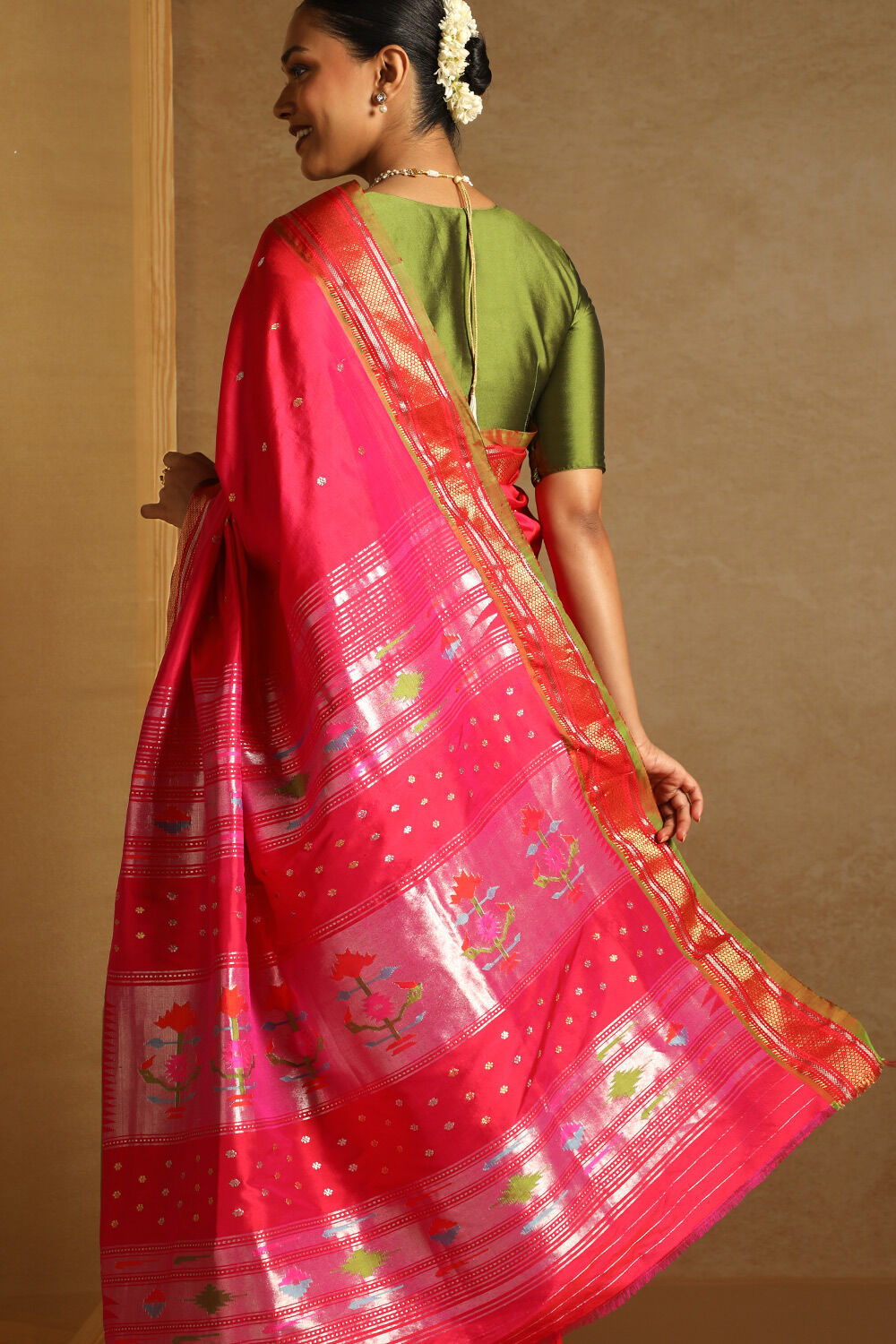 Pink Pure Silk Paithani Saree image number null
