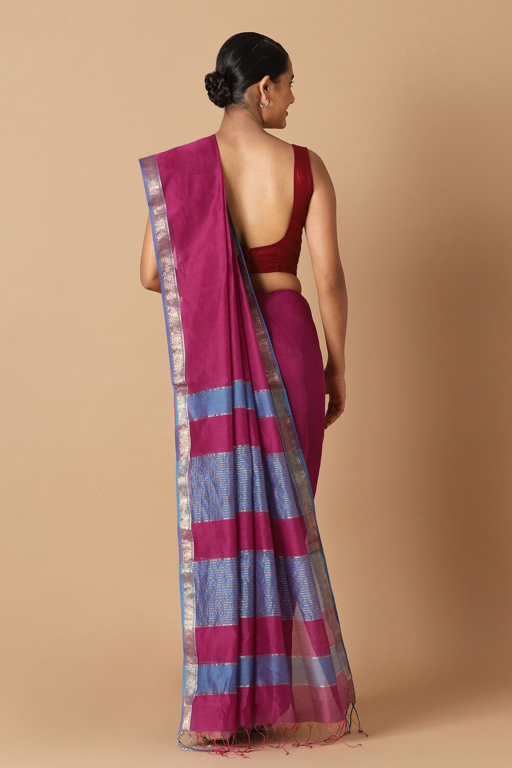 Pink Pure Silk Cotton Maheswari Saree image number null