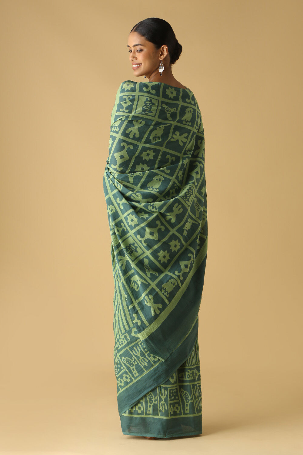 Light Green Cotton Printed Saree image number null