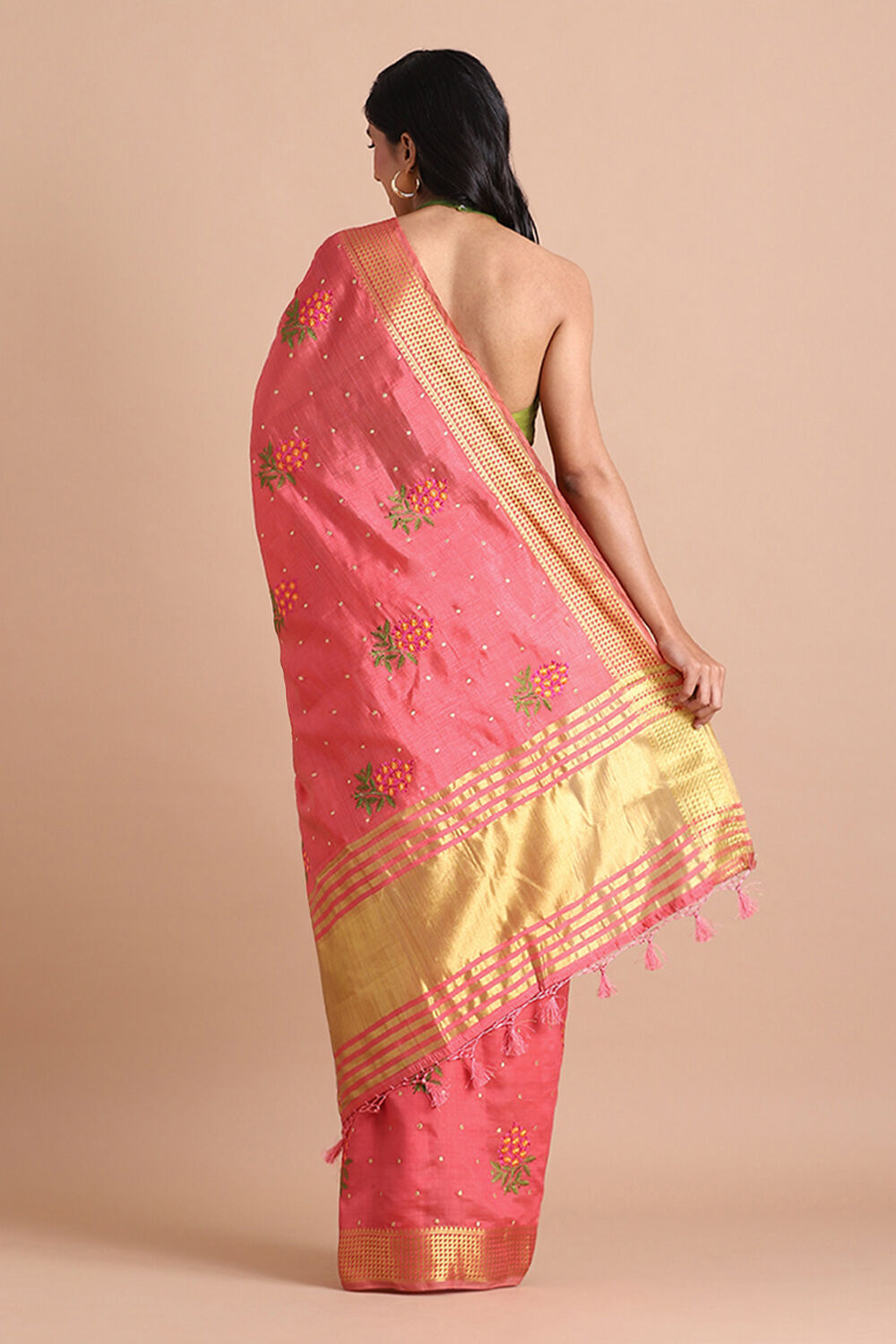 Pink Pure Embroidered Saree image number null