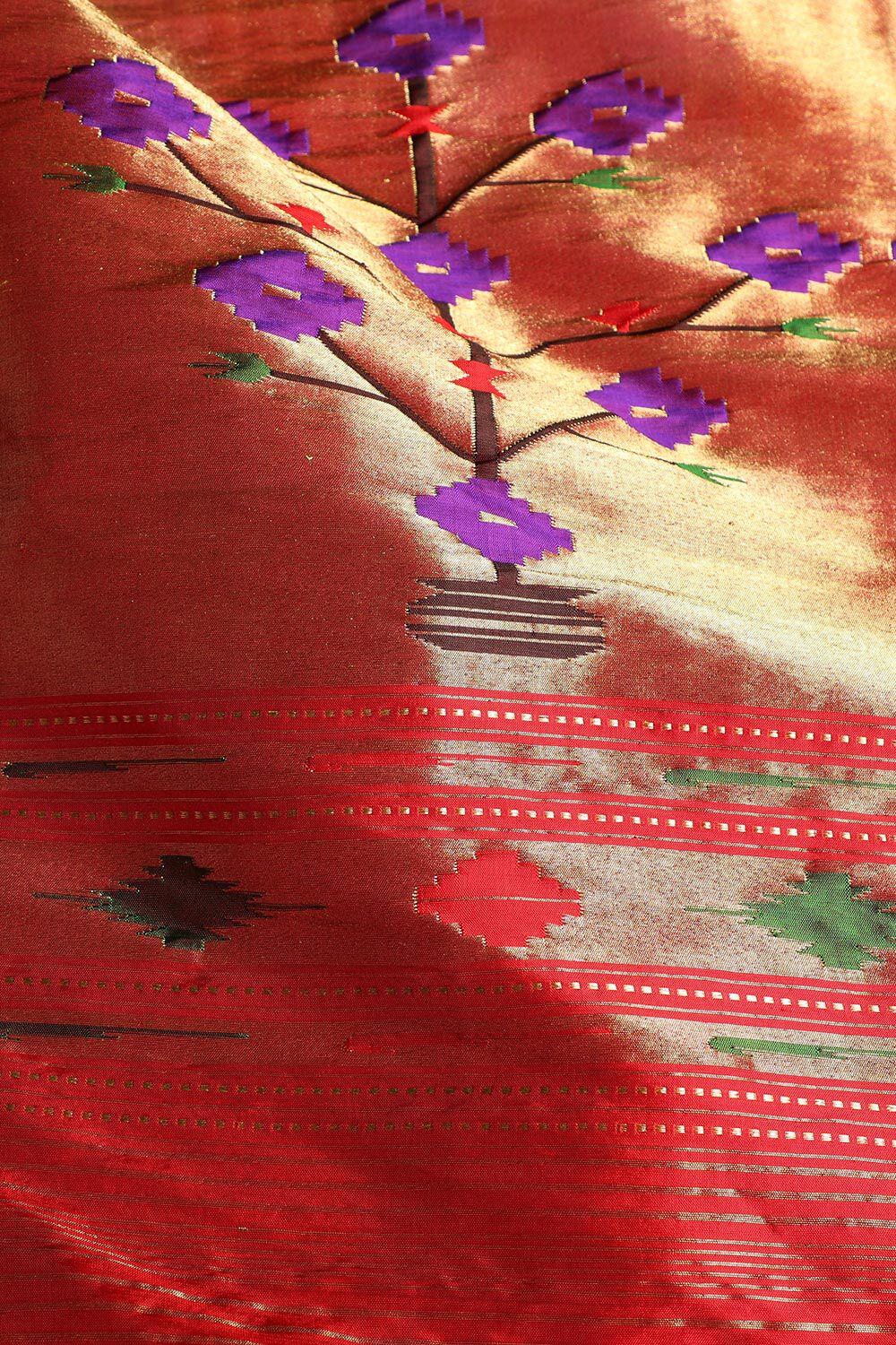 Voilet Pure Silk Paithani Saree image number null