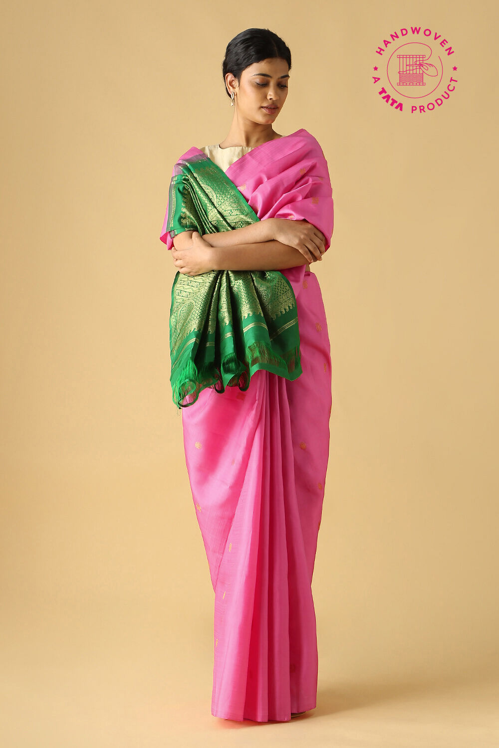Pink Pure Silk Kanjivaram Saree image number null