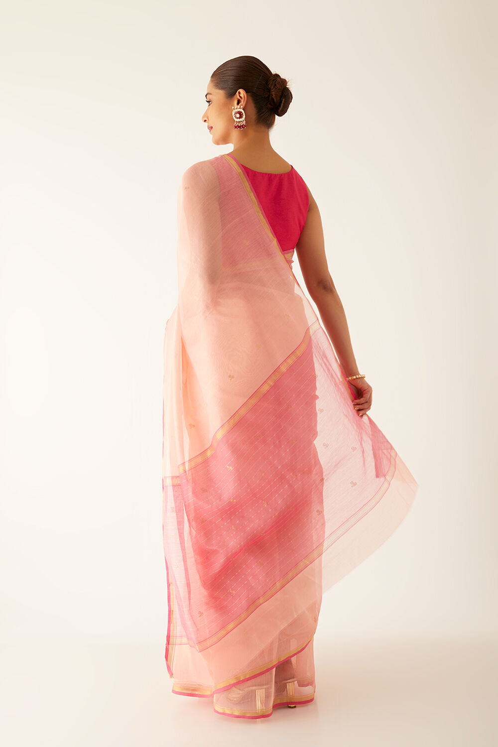 Light Orange Pure Silk Cotton Chanderi Saree image number null