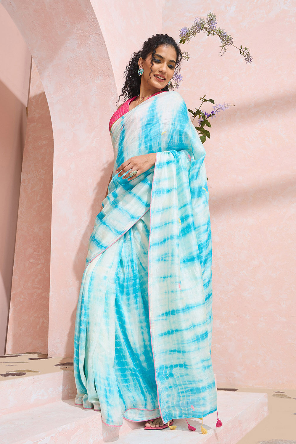 Light Blue Murshidabad Pure Silk Embroidered Saree image number null
