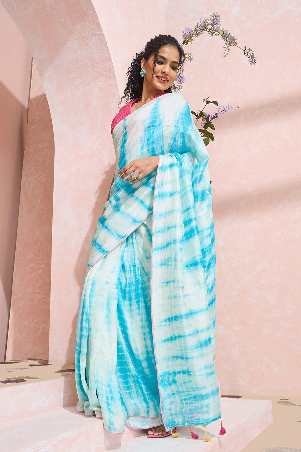 Light Blue Murshidabad Pure Silk Embroidered Saree image number null