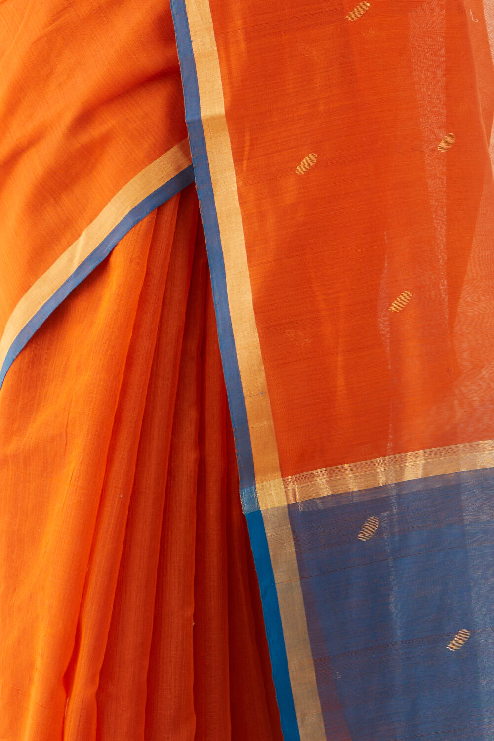 Orange Pure Silk Cotton Woven Chanderi Saree image number null