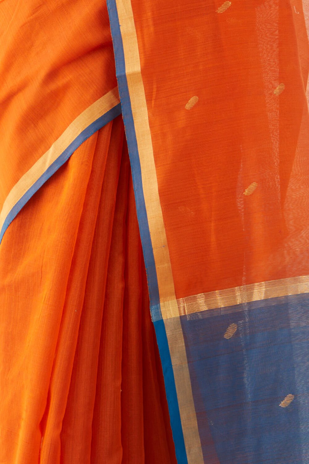 Orange Pure Silk Cotton Woven Chanderi Saree image number null