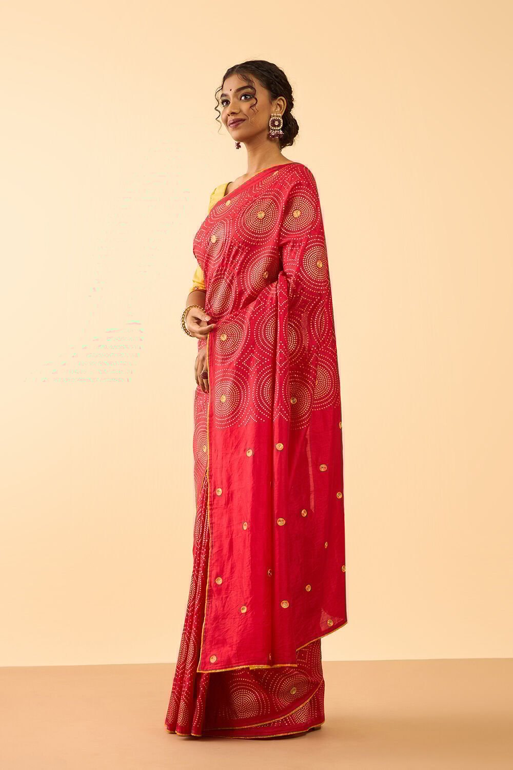 Red Murshidabad Block Printed Pure Silk Saree image number null