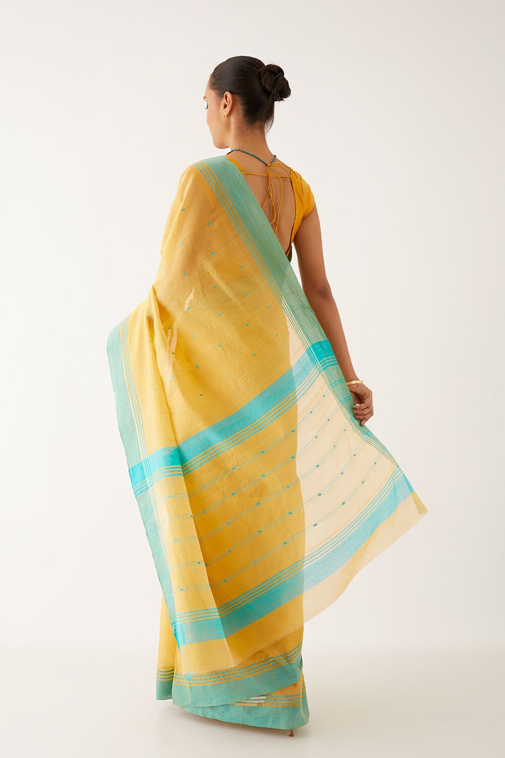 Yellow Pure Silk Cotton Chanderi Saree image number null