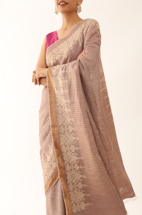 Brown Chattisgarh Pure Tussar Silk Woven Saree
