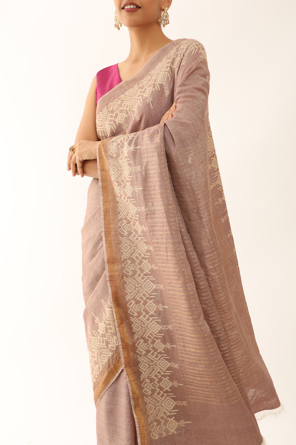 Brown Chattisgarh Pure Tussar Silk Woven Saree image number null