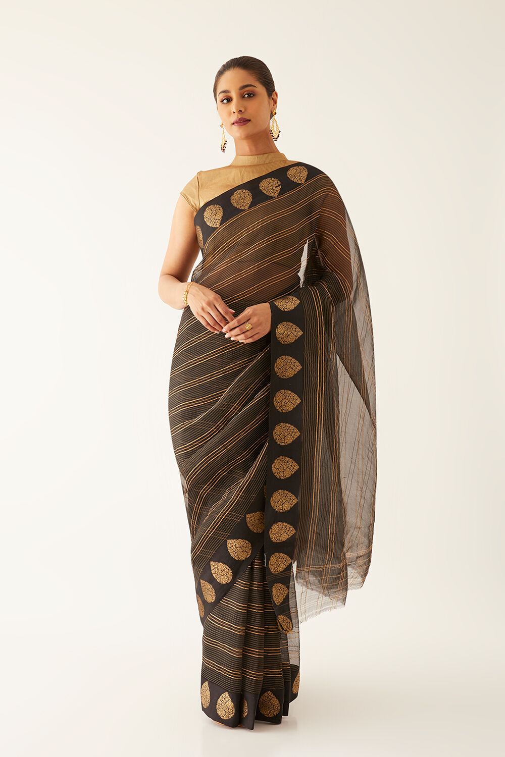 Black Pure Organza Banarasi Saree image number null