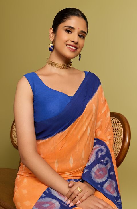 Blue Viscose Silk Woven Blouse