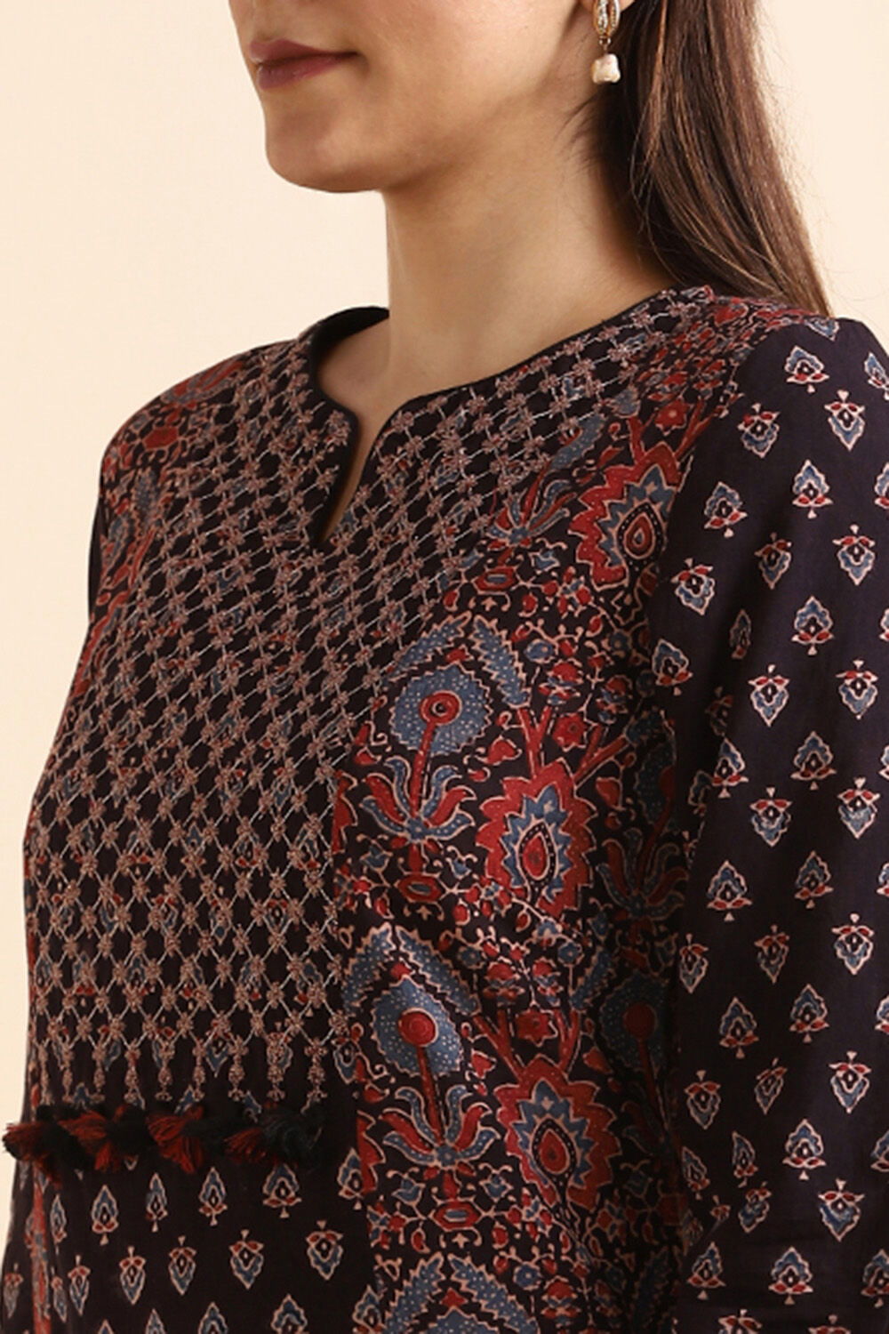 Black Ajrakh Block Printed Cotton Kurta image number null