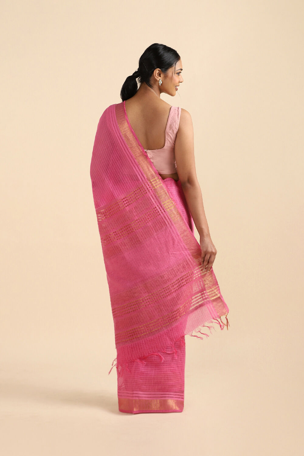 Pink Pure Silk Woven Saree image number null