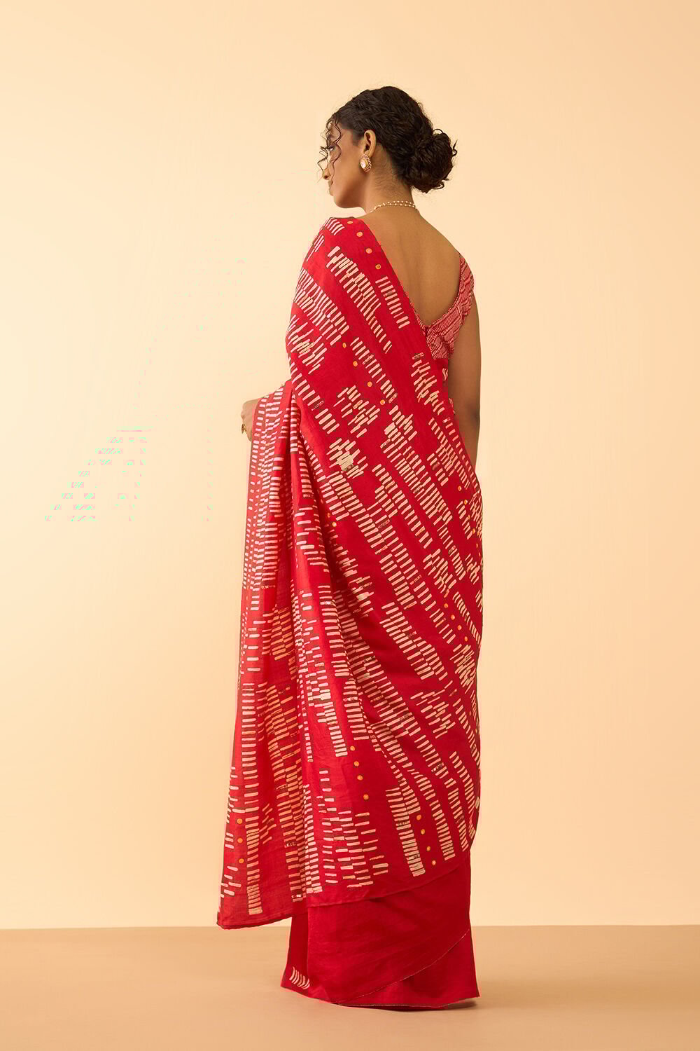 Red Pure Silk Hand Painted Saree image number null