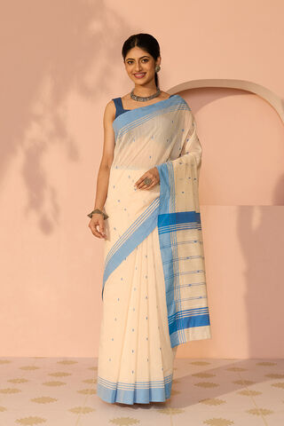 Off White Woven Pure Silk Cotton Chanderi Saree thumbnail image number null