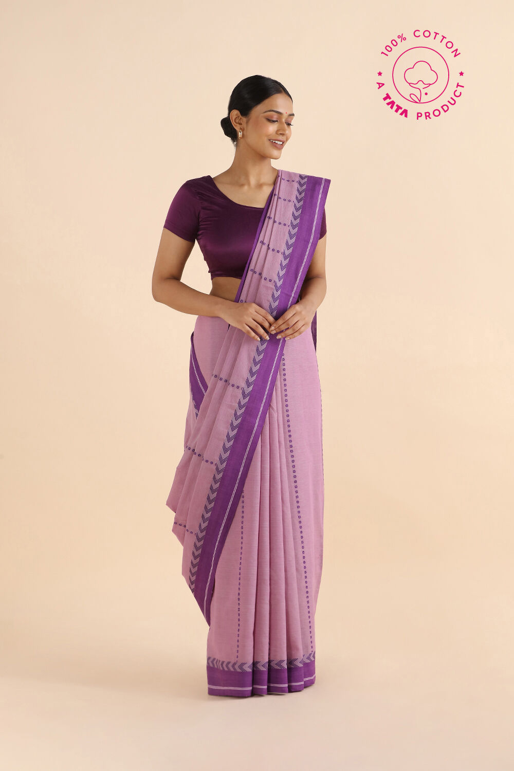 Light Pink Pure Cotton Begampur Saree image number null