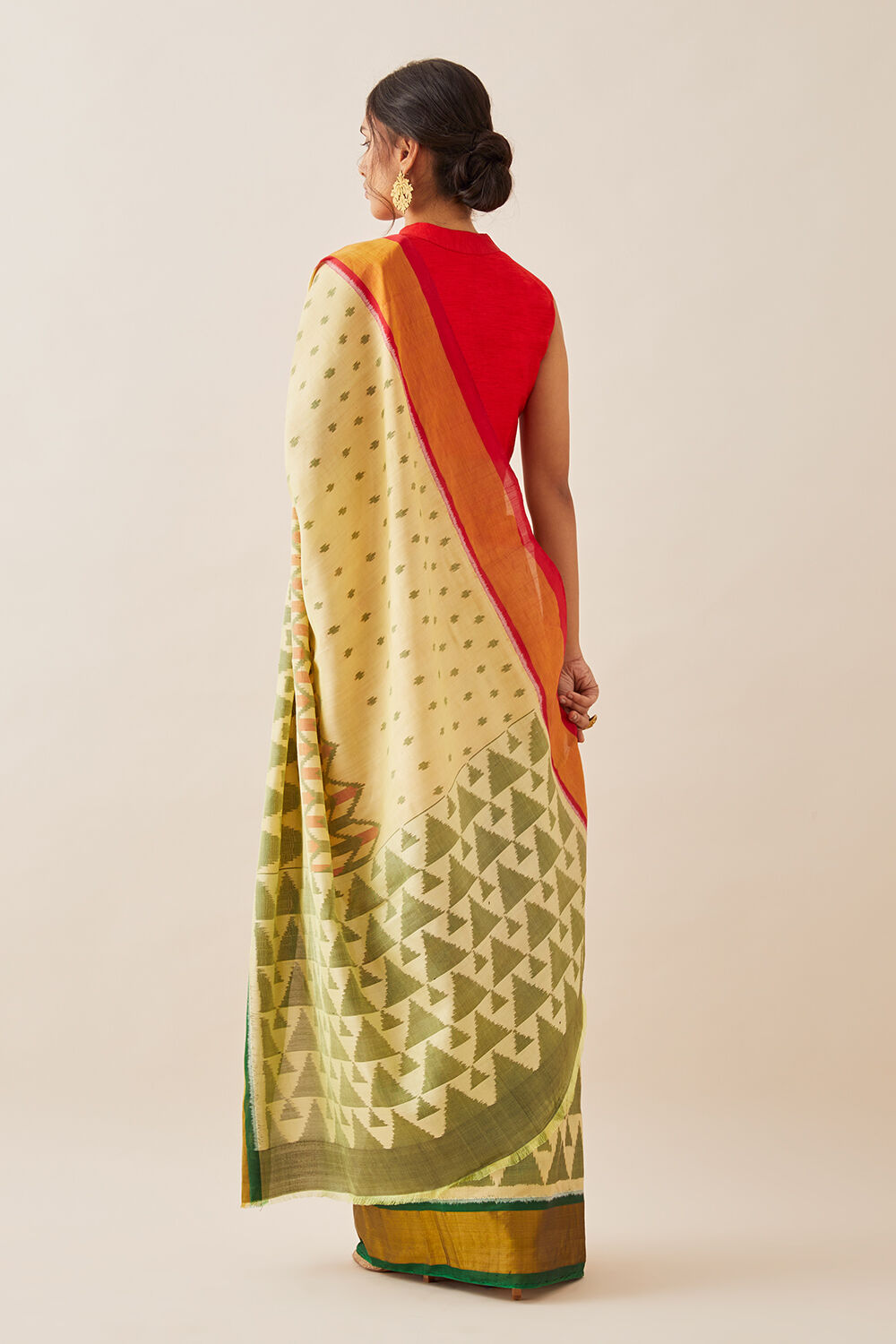 White Pure Silk Patola Ikat Saree image number null