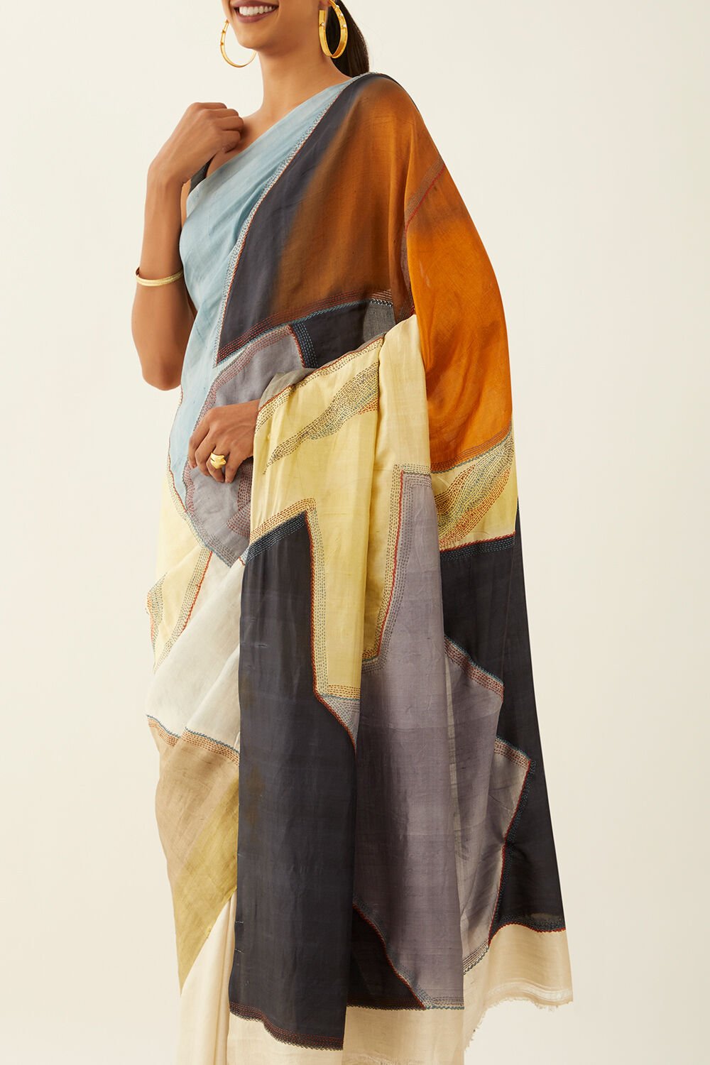 Beige Pure Silk Hand Paint Saree image number null