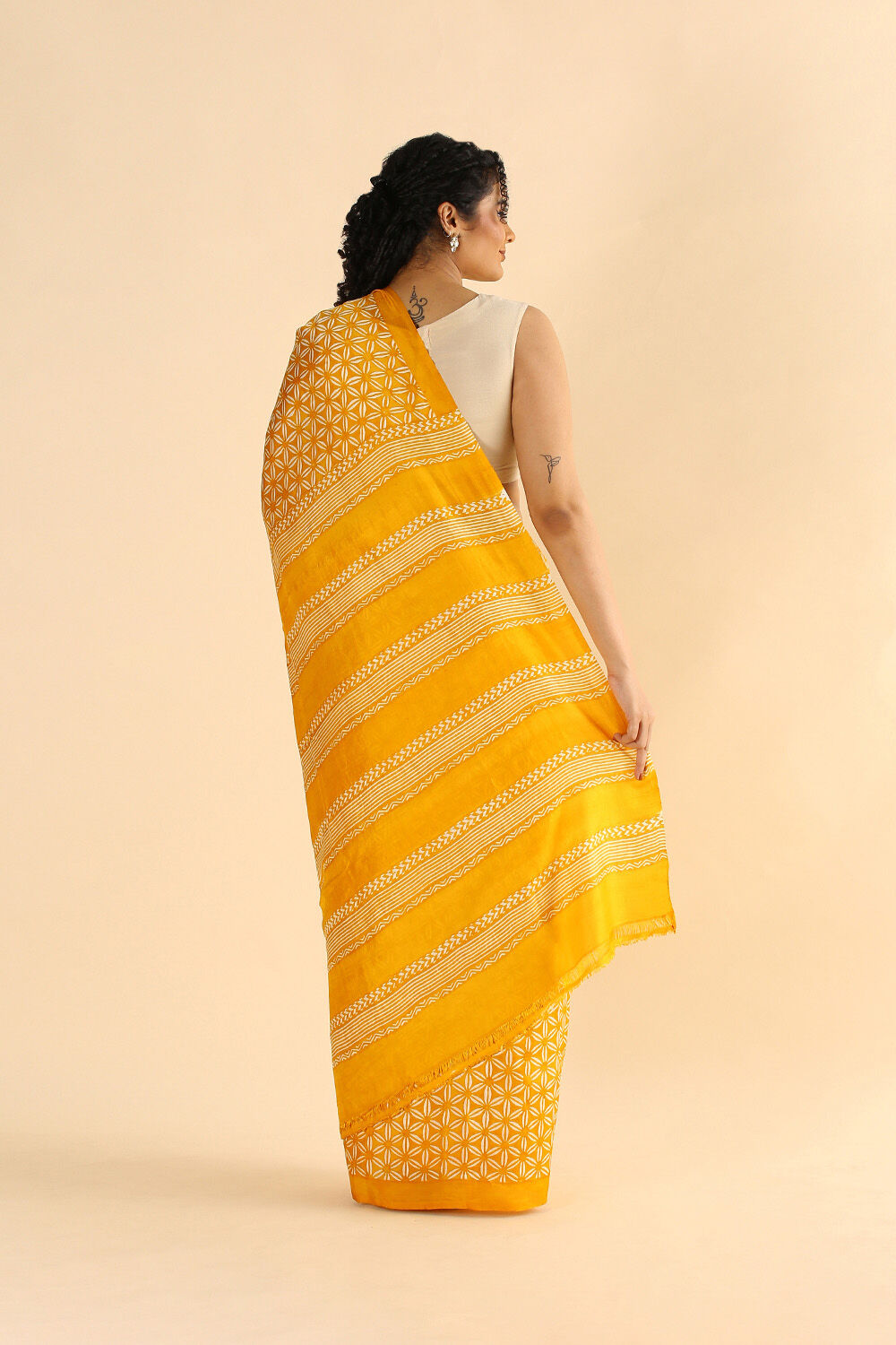 Yellow Pure Silk Printed Saree image number null