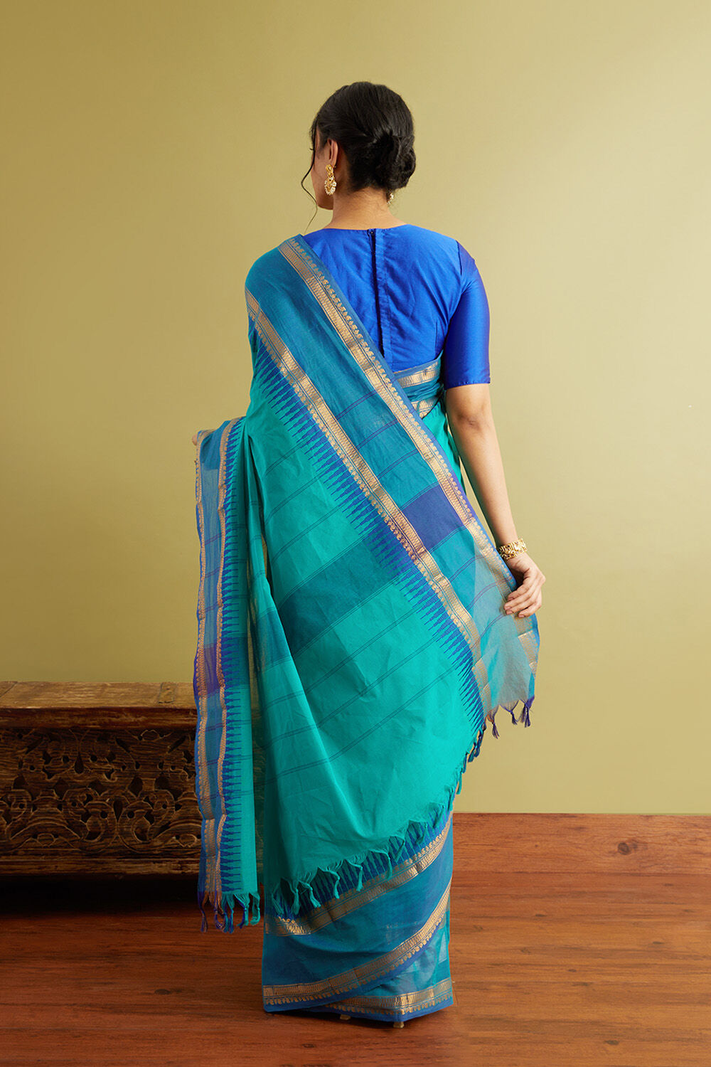 Blue Woven Pure South Cotton Saree image number null