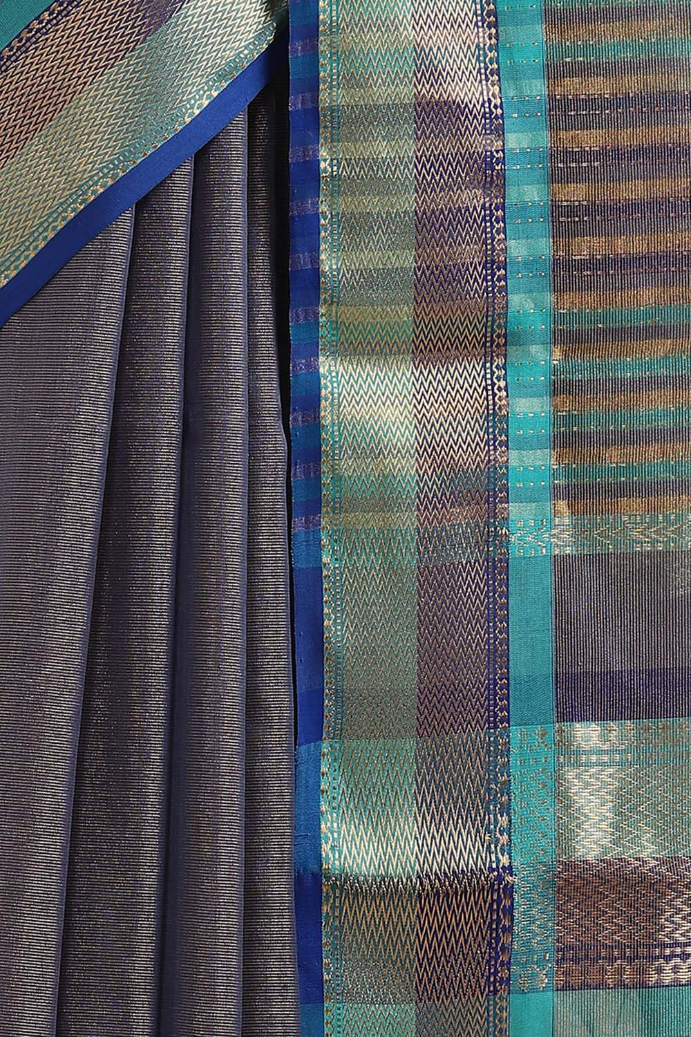 Grey Pure Cotton Tissue Maheswari Saree image number null