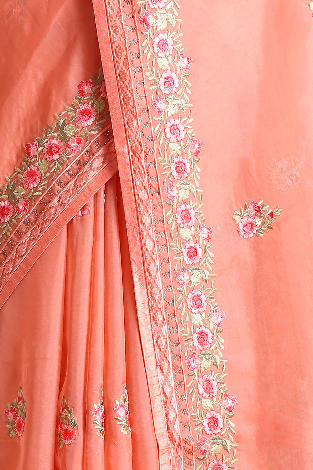 Light Pure Pink Embroidered Saree image number null