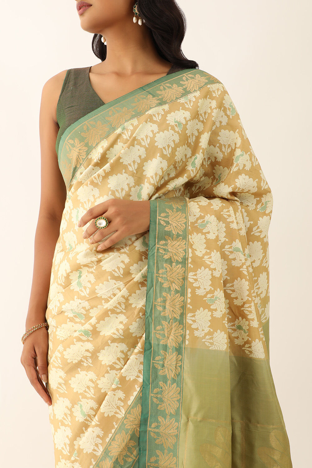 Light Green Pure South Silk Printed Saree image number null