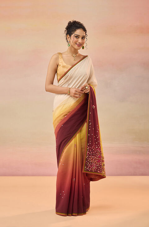 Multi Pure Viscose Embroidered Saree
