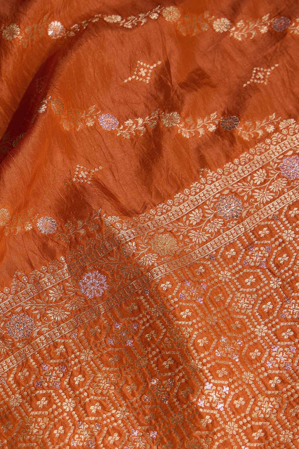 Orange Woven Viscose Luxe Saree image number null