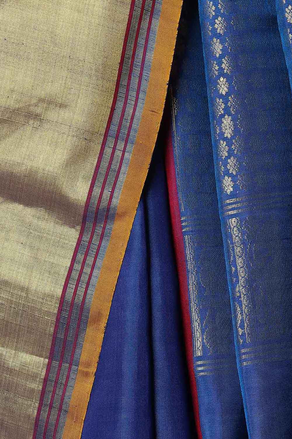 Dark Blue Pure Silk Kanjivaram Saree image number null
