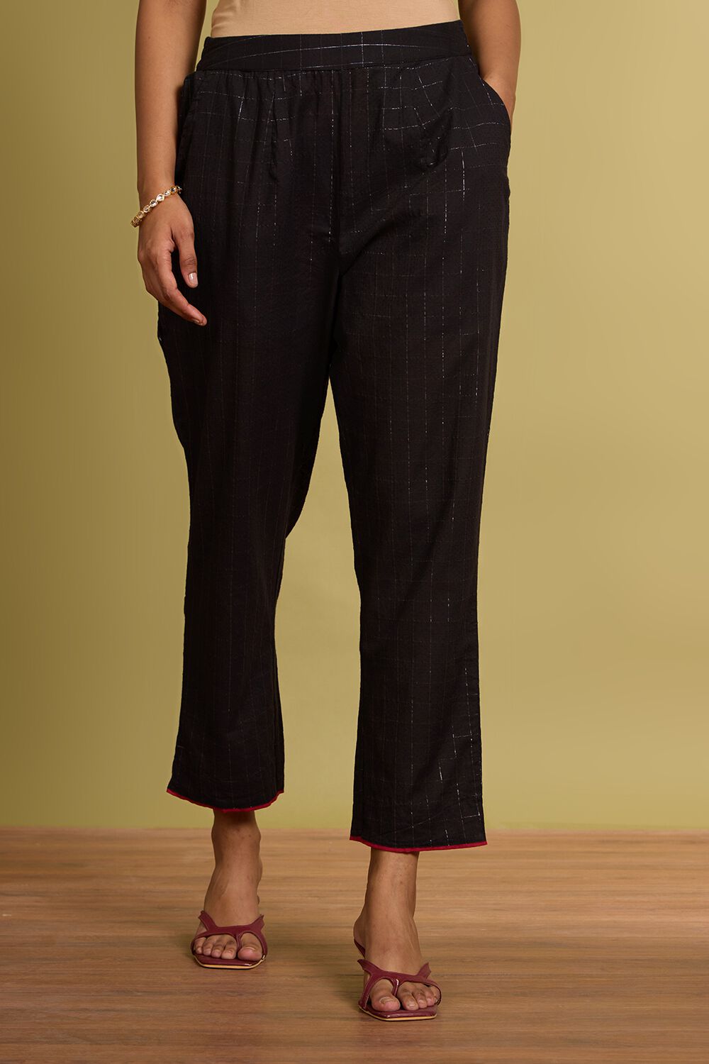 Black Viscose Cotton Mukaish Kurta Set image number null
