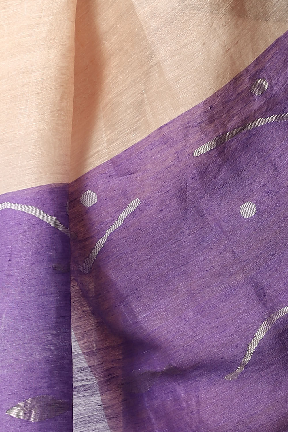Beige Pure Silk Linen Jamdani Saree image number null