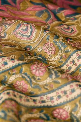 Pink Rajasthan Pure Silk Cotton Printed Sanganeri Saree thumbnail image number null