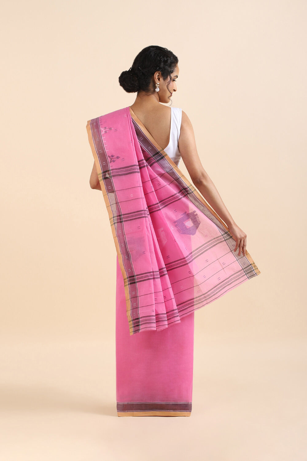 Light Pink Pure Cotton Bengal Saree image number null