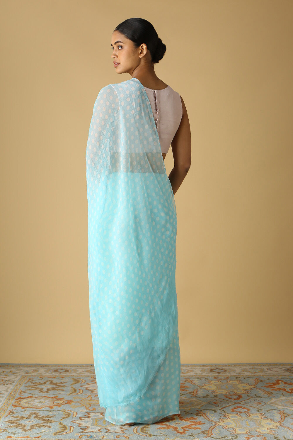 Blue Viscose Chiffon Digital Printed Saree image number null