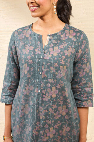 Dark Green Pure Kota Block Printed Sanganeri Kurta thumbnail image number null