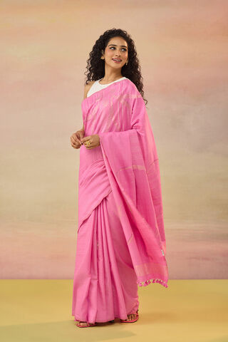 Pink Bengal Pure Tussar Cotton Jamdani Saree thumbnail image number null