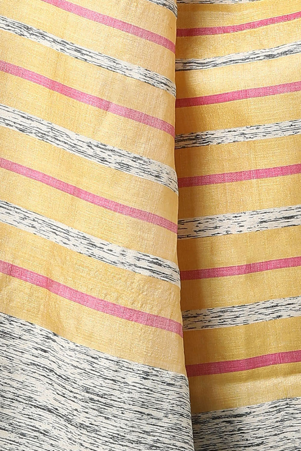 Yellow Pure Tussar Silk Woven Saree image number null