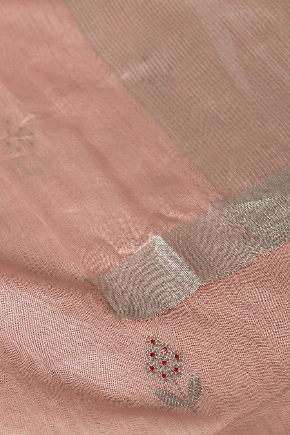 Light Orange Pure Silk Cotton Chanderi Saree image number null