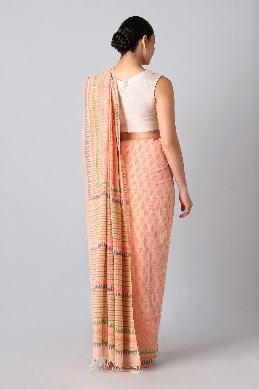 Light Orange Pure Cotton Printed Saree image number null