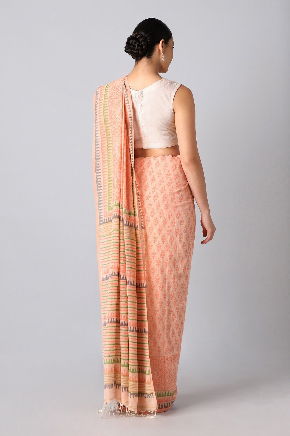 Light Orange Pure Cotton Printed Saree image number null