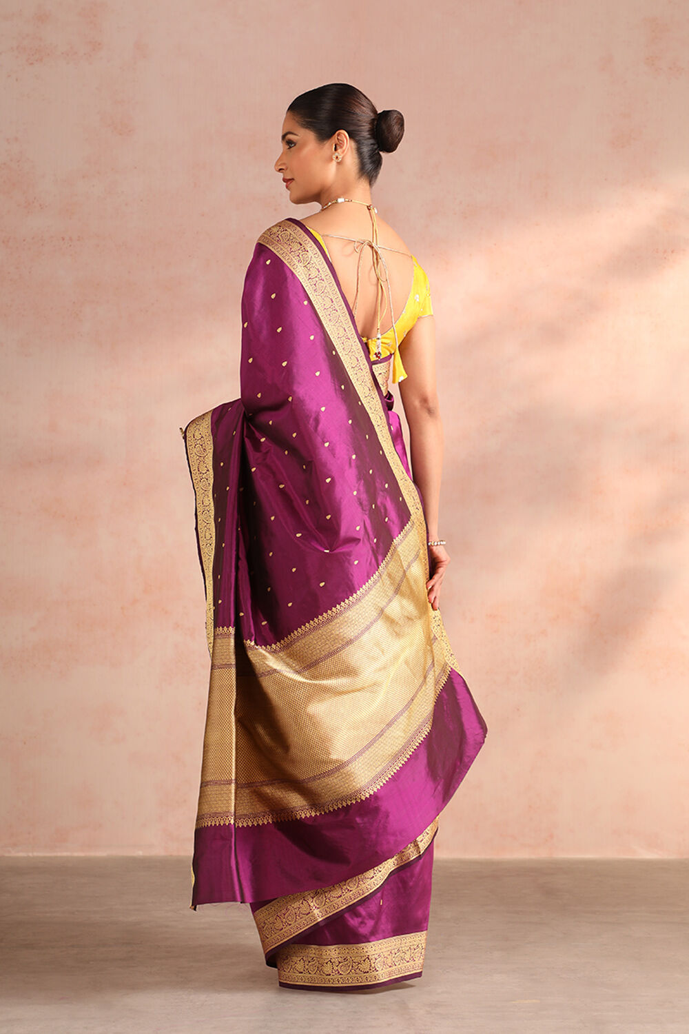 Violet Pure Silk Kadwa Banarasi Saree image number null