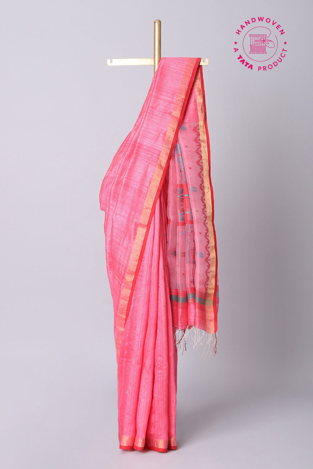 Dark Pink Pure Silk Vanya Jamdani Saree image number null