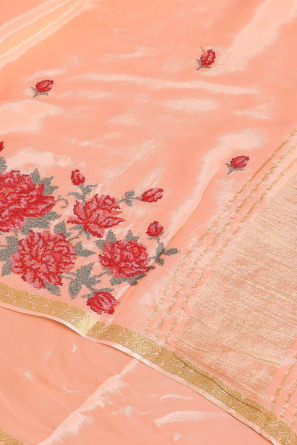 Light Pure Pink Viscose Embroidered Saree image number null