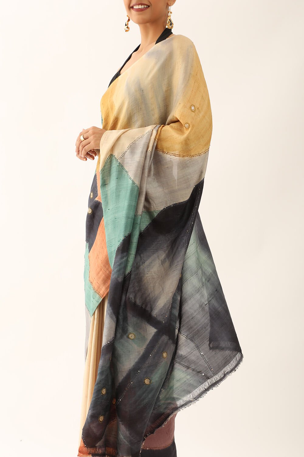 Multicoloured Murshidabad Pure Silk Hand Painted Saree image number null