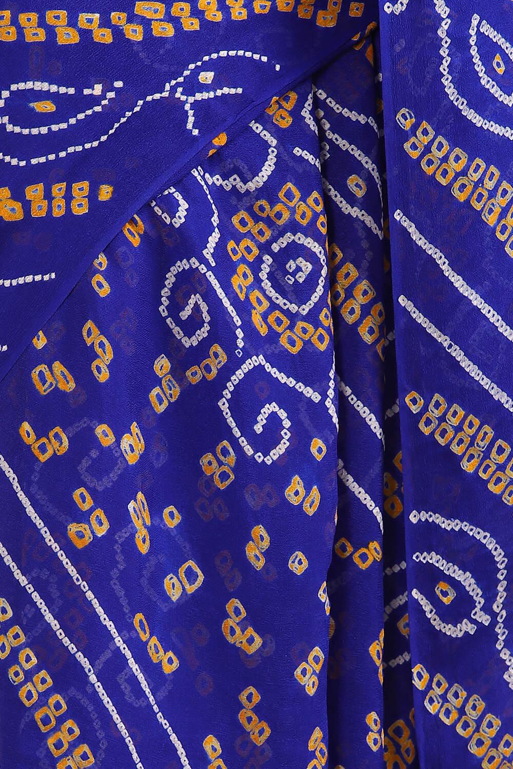 Blue Pure Georgette Bandhani Saree image number null