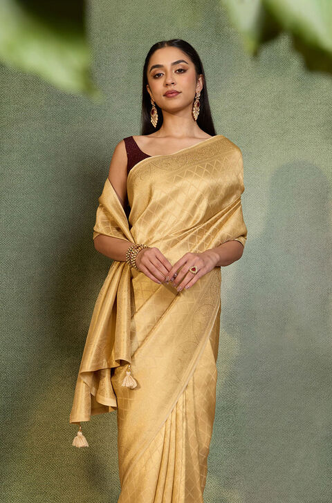Gold Woven Pure Viscose Saree